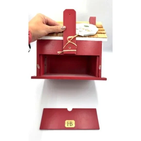 NWT Decorative Red & White Birdhouse w/Shingle Roof & Festive Holiday Accents - Picture 9 of 11